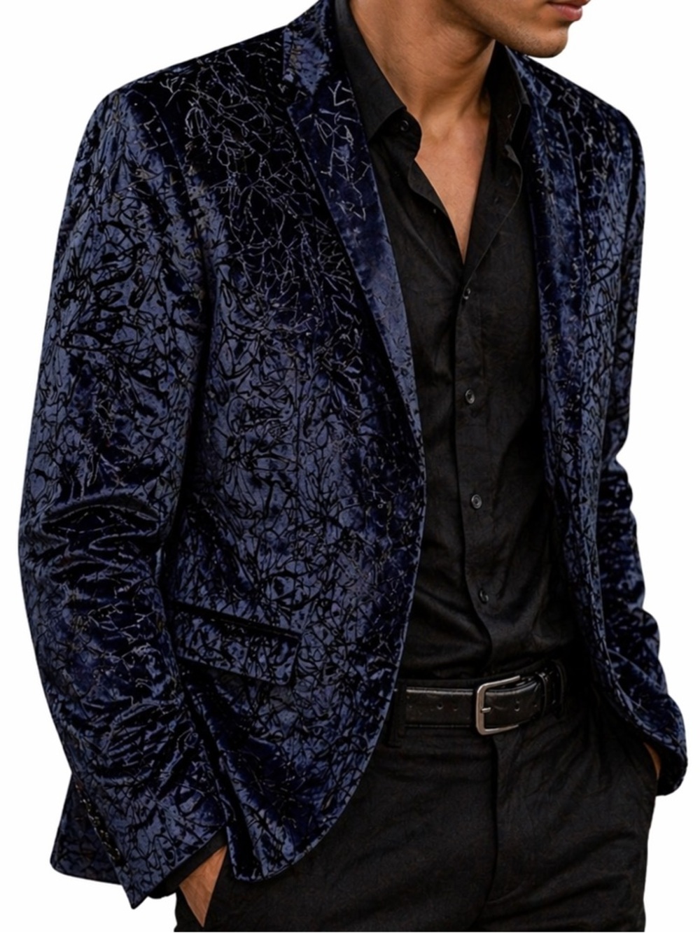 Elegant Blue Velvet Blazer